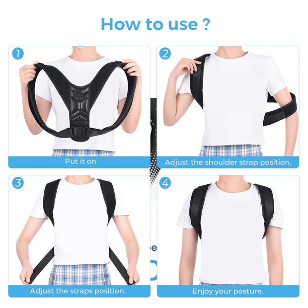 AirPosture Corrector Adjustable Back Brace Shoulder Support Clavicle Belt Men Women